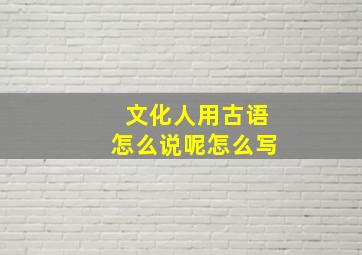 文化人用古语怎么说呢怎么写