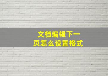 文档编辑下一页怎么设置格式