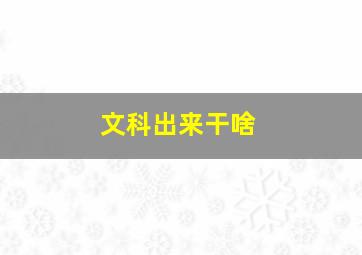 文科出来干啥