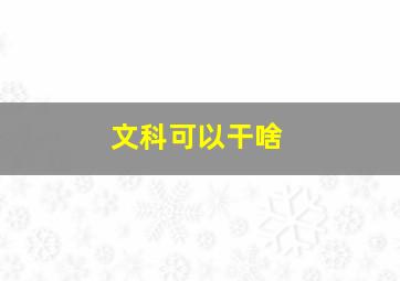 文科可以干啥