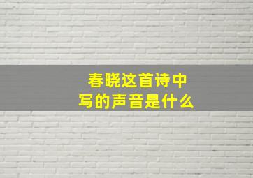 春晓这首诗中写的声音是什么