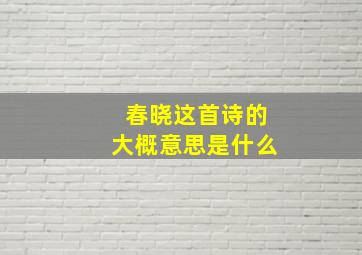 春晓这首诗的大概意思是什么