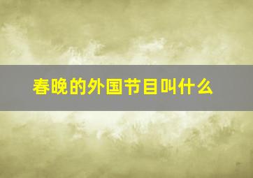 春晚的外国节目叫什么