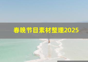 春晚节目素材整理2025