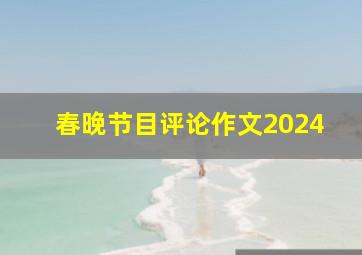 春晚节目评论作文2024