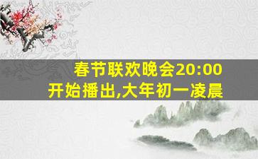 春节联欢晚会20:00开始播出,大年初一凌晨