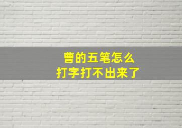 曹的五笔怎么打字打不出来了