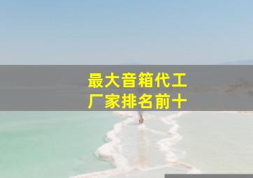 最大音箱代工厂家排名前十