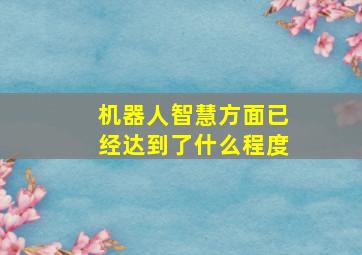 机器人智慧方面已经达到了什么程度