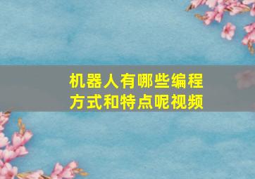 机器人有哪些编程方式和特点呢视频