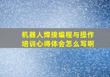 机器人焊接编程与操作培训心得体会怎么写啊