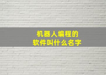 机器人编程的软件叫什么名字