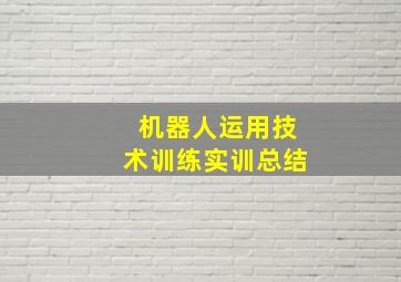 机器人运用技术训练实训总结