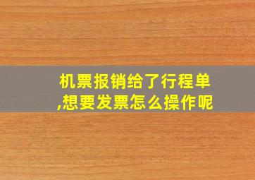 机票报销给了行程单,想要发票怎么操作呢