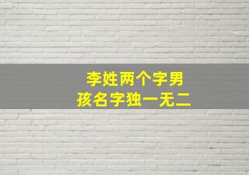 李姓两个字男孩名字独一无二