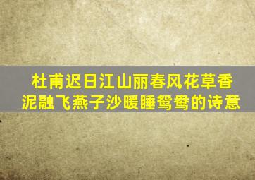 杜甫迟日江山丽春风花草香泥融飞燕子沙暖睡鸳鸯的诗意