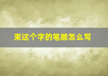 束这个字的笔顺怎么写