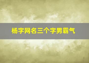 杨字网名三个字男霸气