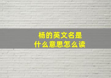 杨的英文名是什么意思怎么读