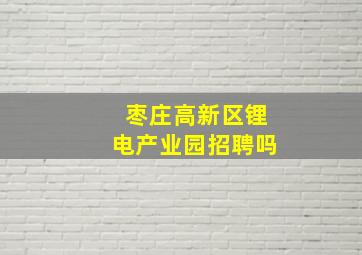 枣庄高新区锂电产业园招聘吗