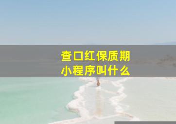 查口红保质期小程序叫什么