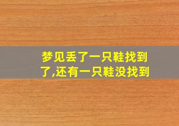 梦见丢了一只鞋找到了,还有一只鞋没找到