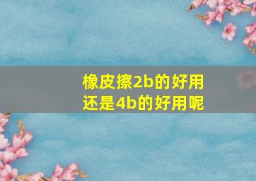 橡皮擦2b的好用还是4b的好用呢