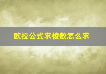 欧拉公式求棱数怎么求