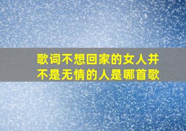 歌词不想回家的女人并不是无情的人是哪首歌