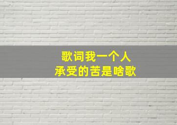 歌词我一个人承受的苦是啥歌