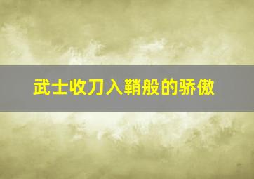 武士收刀入鞘般的骄傲