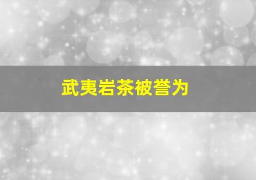 武夷岩茶被誉为