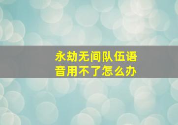 永劫无间队伍语音用不了怎么办