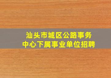 汕头市城区公路事务中心下属事业单位招聘