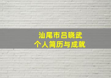 汕尾市吕晓武个人简历与成就