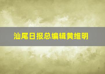 汕尾日报总编辑黄维明