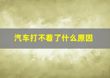 汽车打不着了什么原因