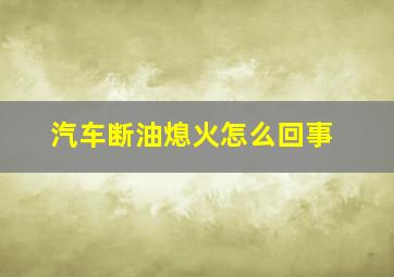 汽车断油熄火怎么回事