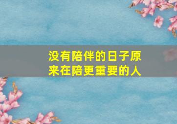 没有陪伴的日子原来在陪更重要的人