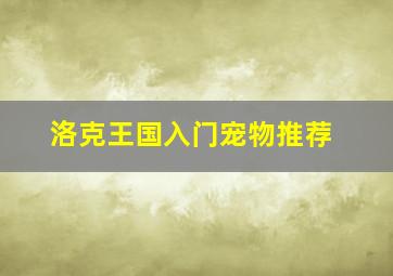 洛克王国入门宠物推荐