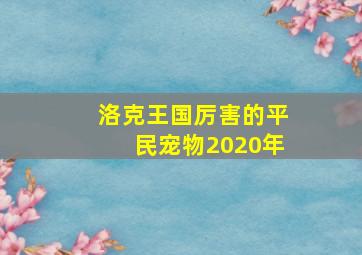 洛克王国厉害的平民宠物2020年