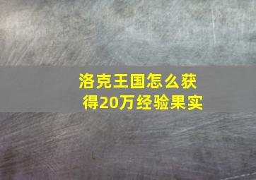 洛克王国怎么获得20万经验果实