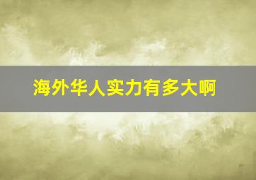 海外华人实力有多大啊