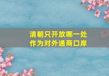 清朝只开放哪一处作为对外通商口岸