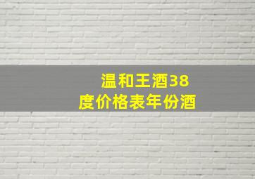 温和王酒38度价格表年份酒