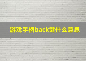 游戏手柄back键什么意思