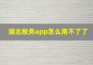 湖北税务app怎么用不了了