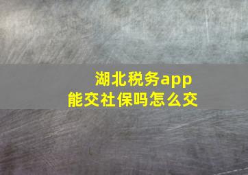 湖北税务app能交社保吗怎么交