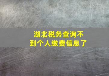 湖北税务查询不到个人缴费信息了