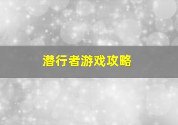 潜行者游戏攻略